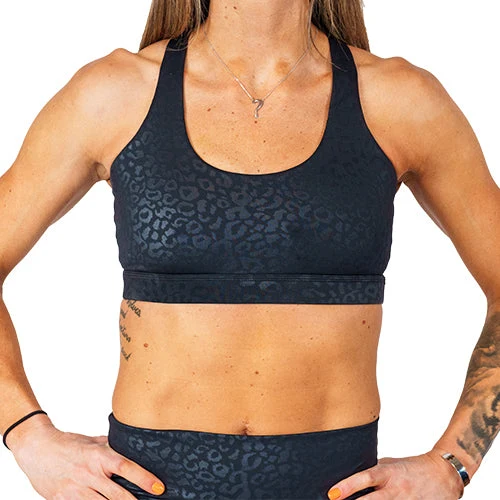Flexible Constantly Varied Gear Butterfly Back Bra - Black Leopard Superior