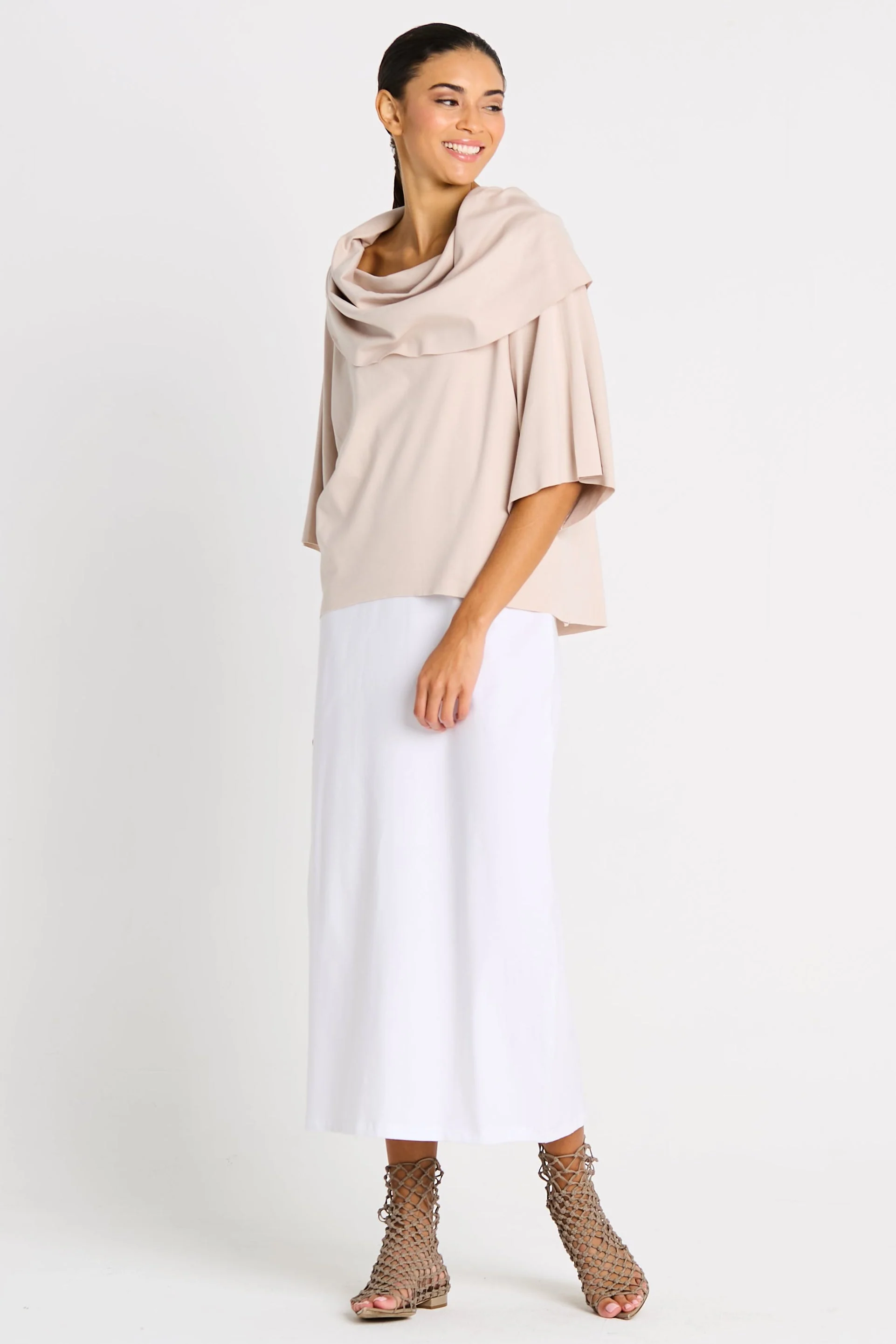 Consistent Pima Cotton Jackie O Top - Putty Expertly Made