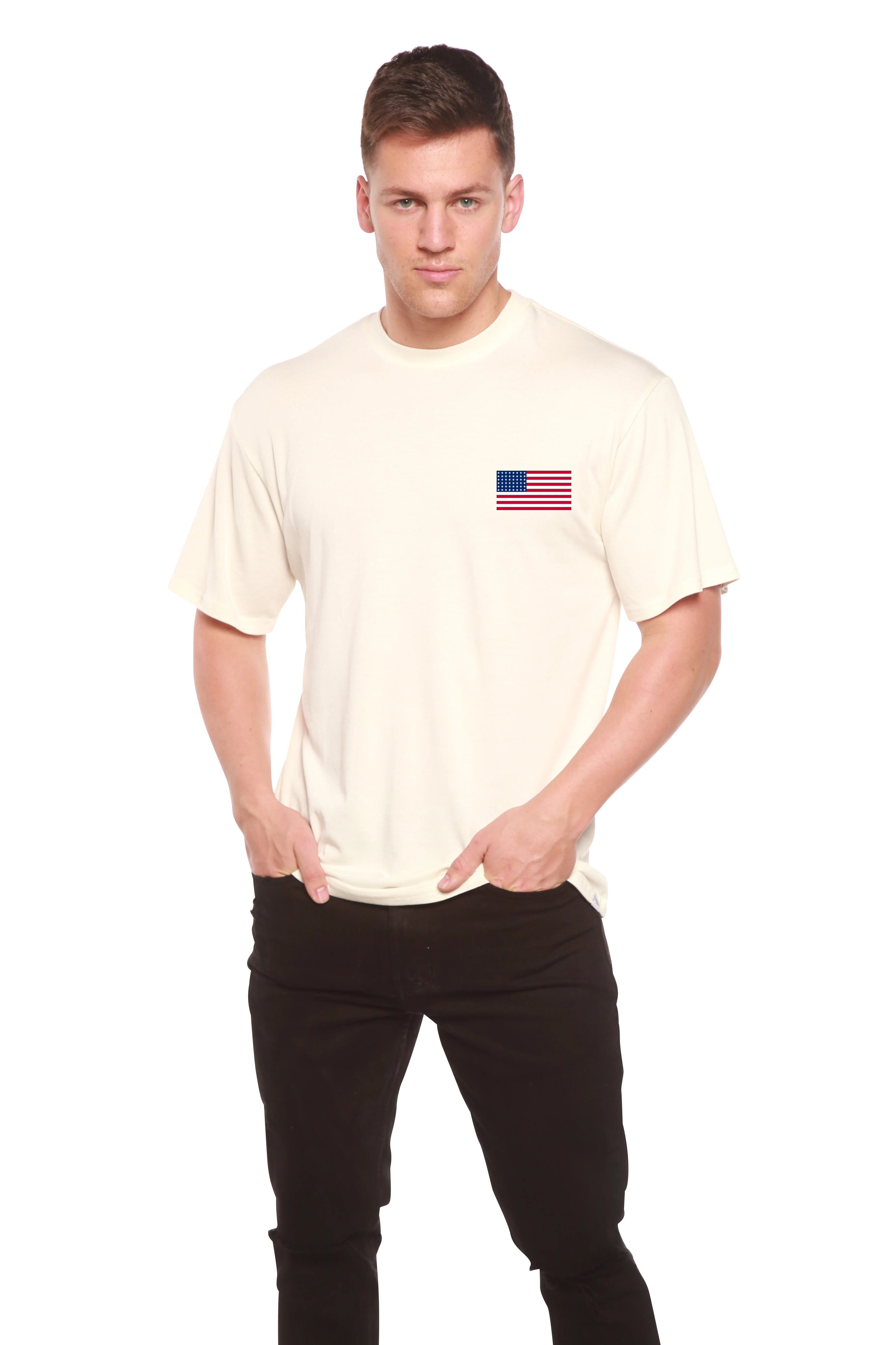 Top-Quality American Flag Men's Bamboo Viscose Organic Cotton Short Sleeve Graphic T-Shirt Eco-Friendly