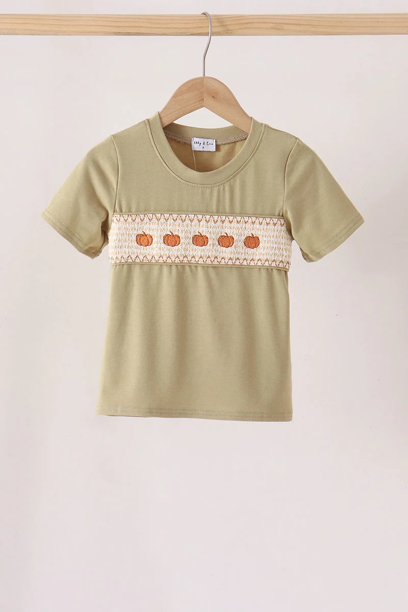 Carefully Designed Sage Pumpkin Embroidery Top Modern