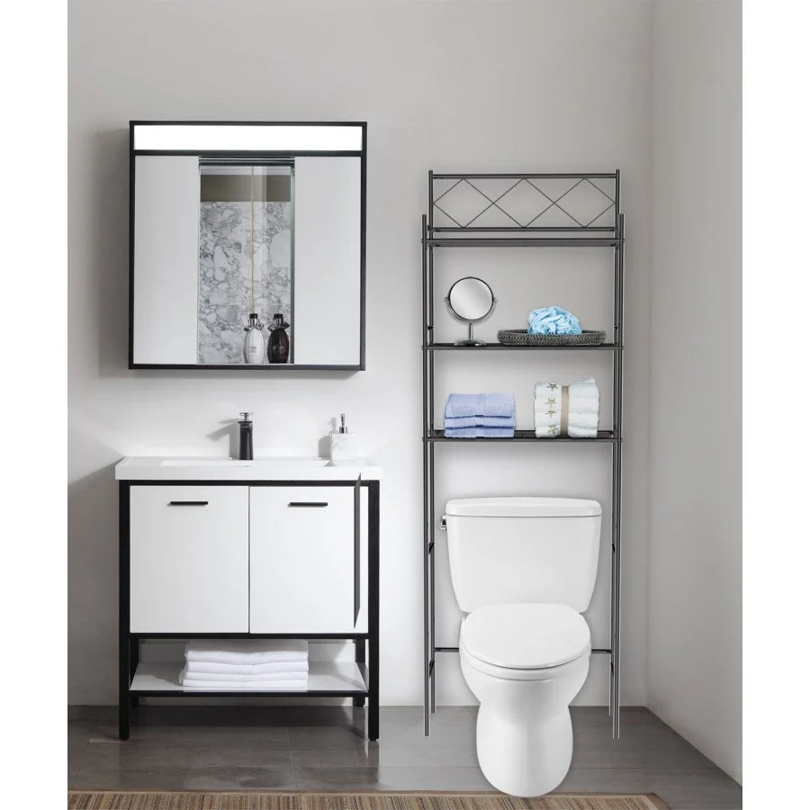 Superior J V TEXTILES 3-Shelf Metal Bathroom Organizer Over The Toilet Bathroom Space Saver High-Performance