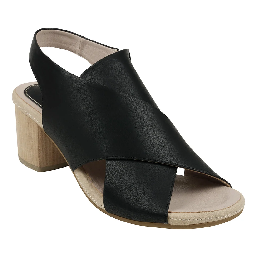 Minimalist Keefa Black Cross Strap Slingback Heeled Sandals Easy-to-Use
