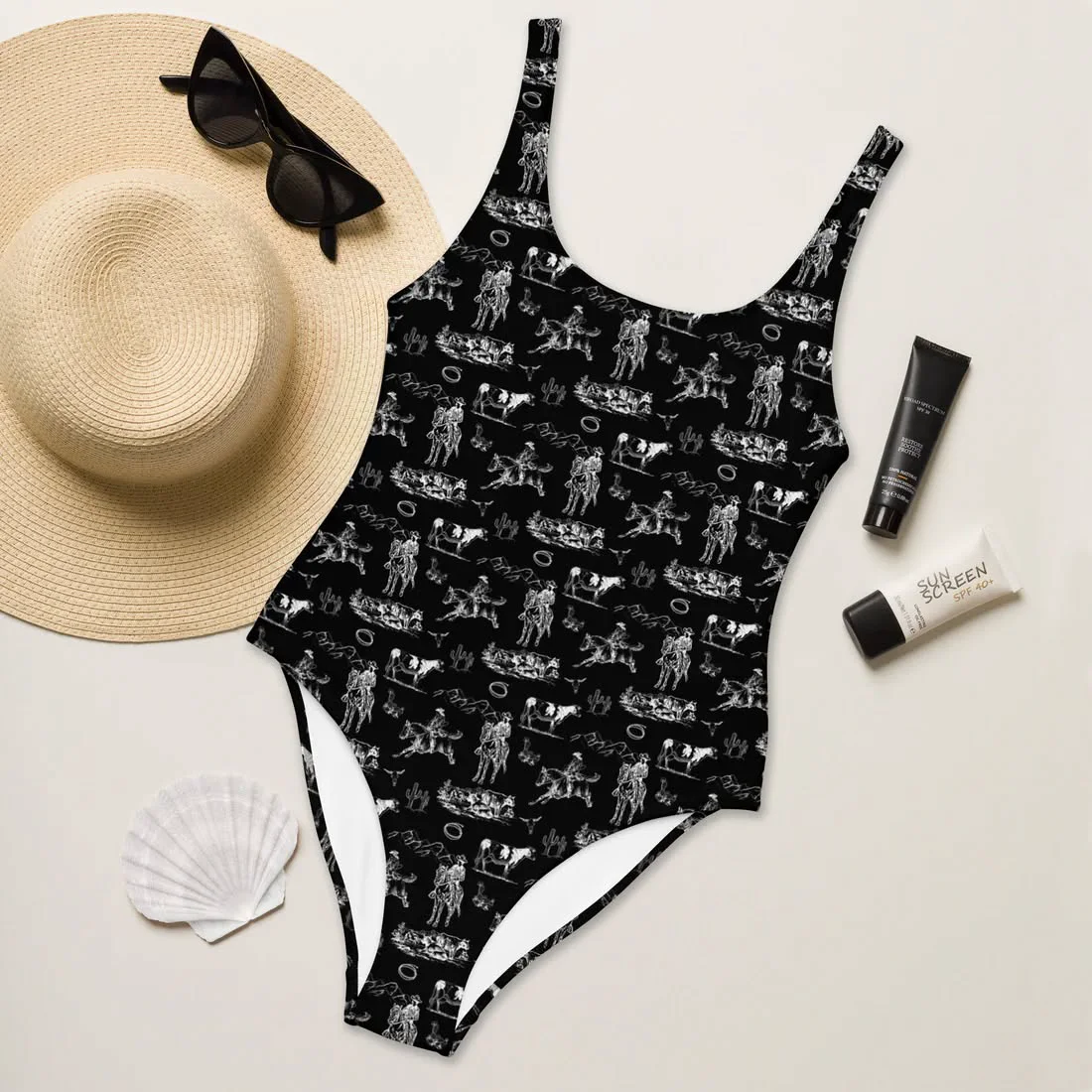 Relaxed Ready to Ship Yeehaw Ranch Life One Piece Swimsuit size XL Next-Generation