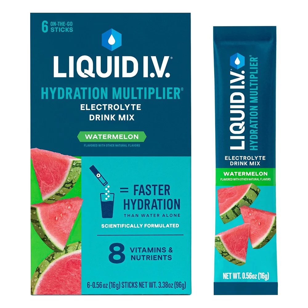 Artisan Liquid IV Hydration Multiplier Electrolyte Powder Packs Drink Mix Watermelon Flavor 6 Ea Stylish
