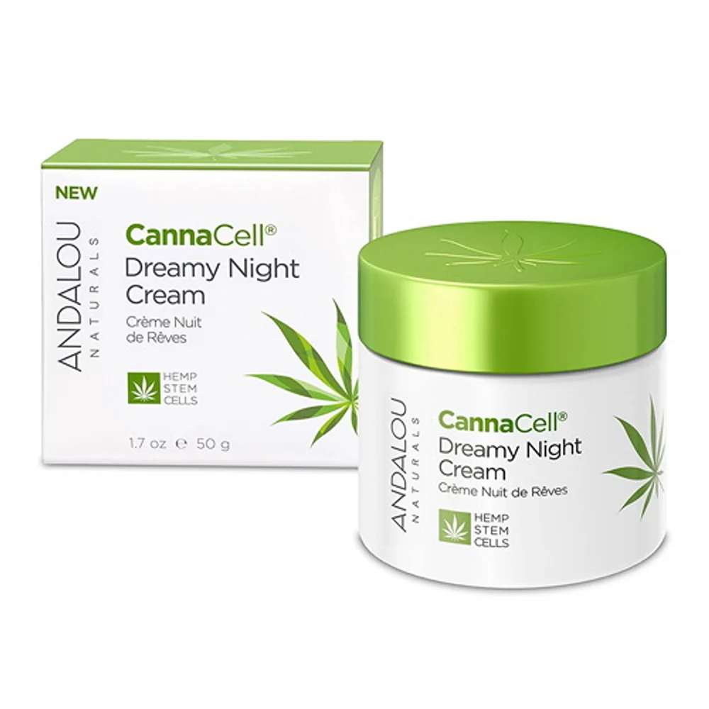 Authentic Andalou Naturals CannaCell Dreamy Night Facial Cream with Essential Oils for Natural Glow 1.7Oz 50g Smooth