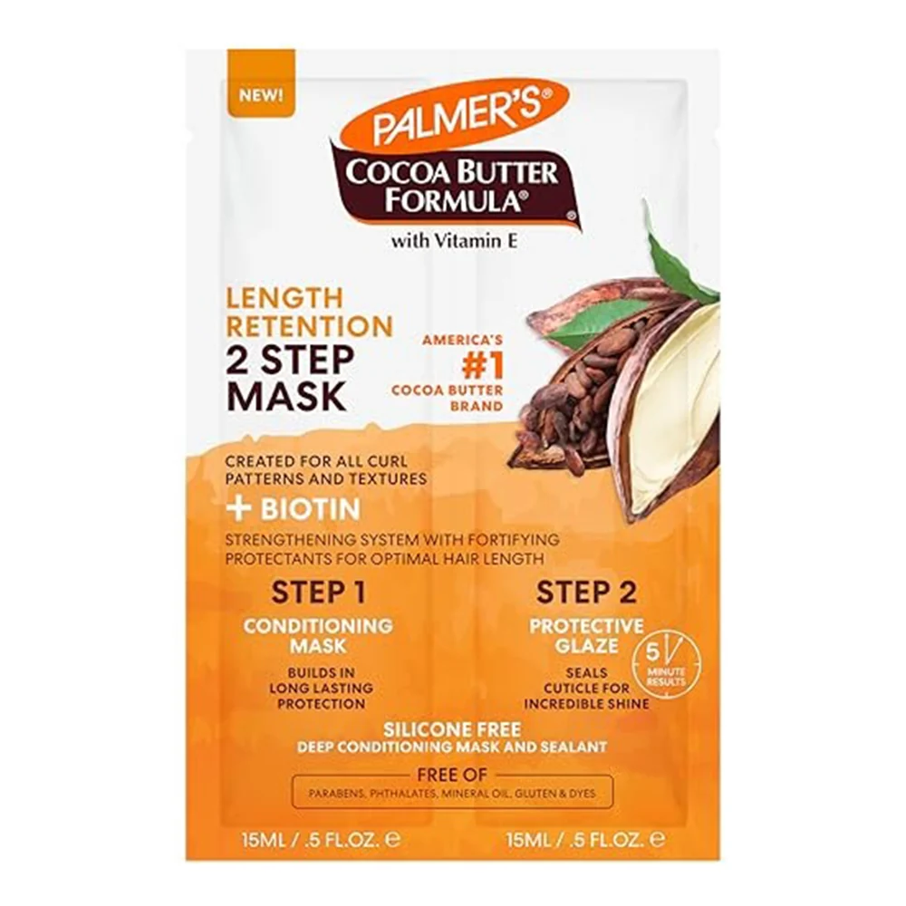 Breathable Palmers Cocoa Butter and Biotin 2 Step and Paraben Hair Mask 1Oz 30ml Exclusive