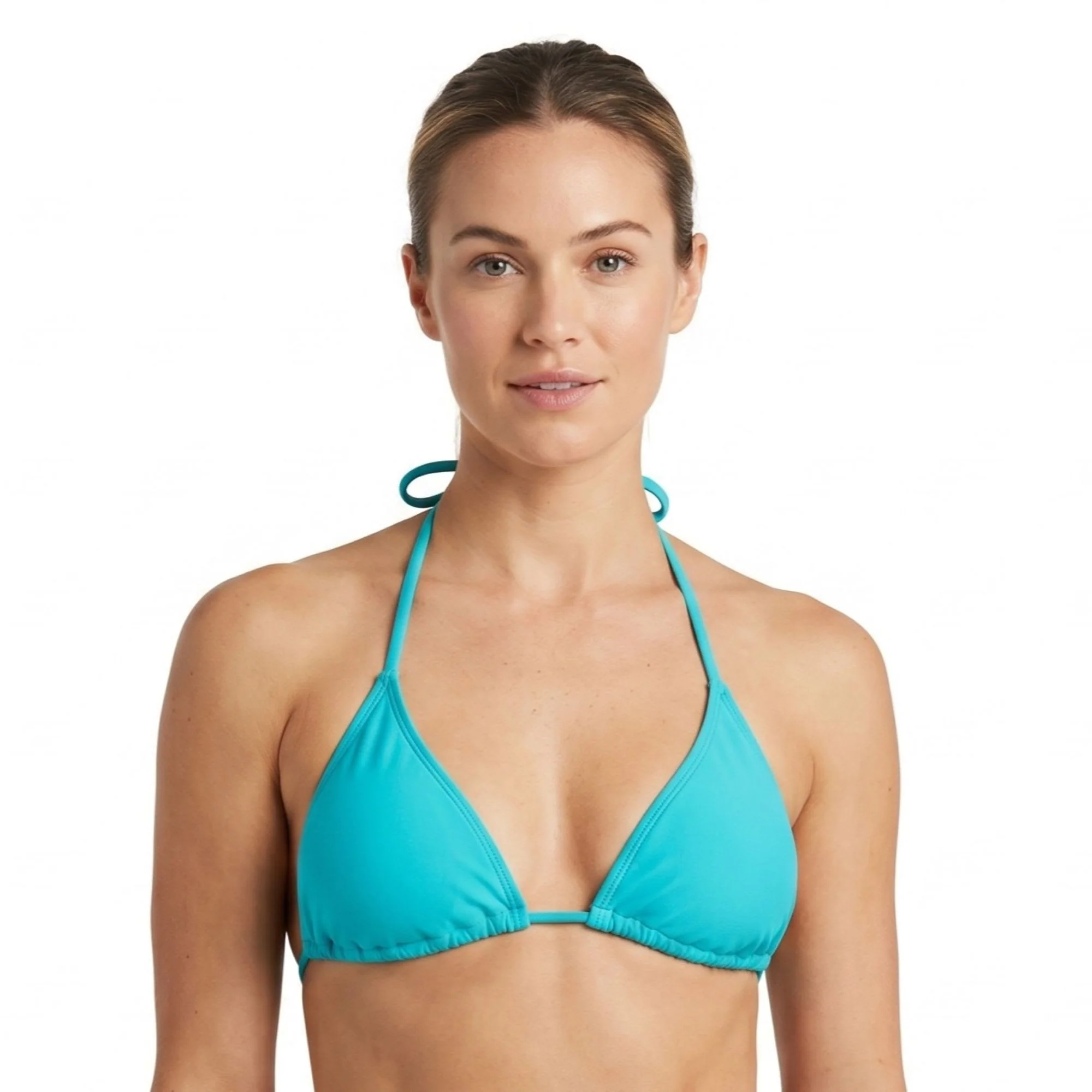 Flexible Lexie Lu Woman Turquoise Large Triangle String Bikini Top Advanced