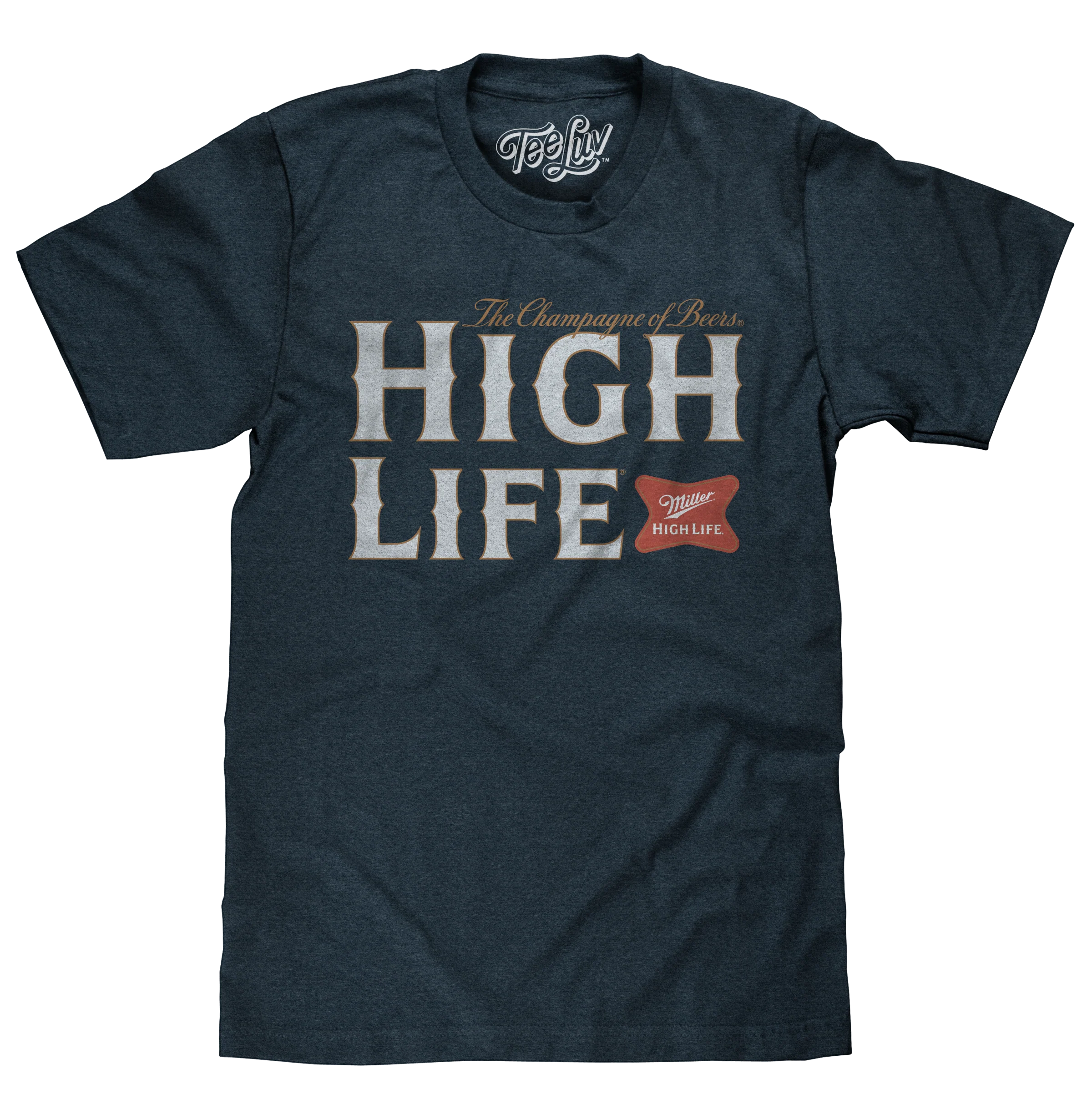 Artisan Miller High Life Champagne of Beers T-Shirt - Heather Navy Blue Stylish