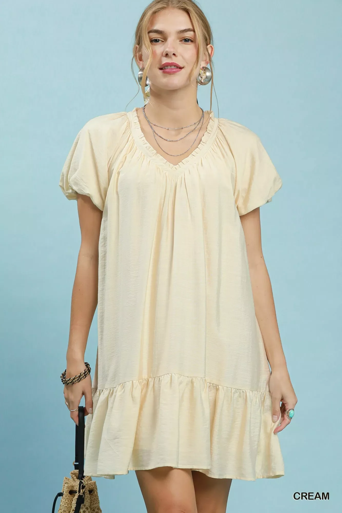 Comfortable DBLCLK Women's Ruffle Hem Shift Mini Dress Responsible