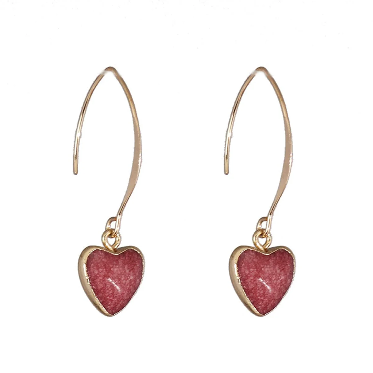Advanced Quartz Goldtone Heart Drop Earrings Elegant