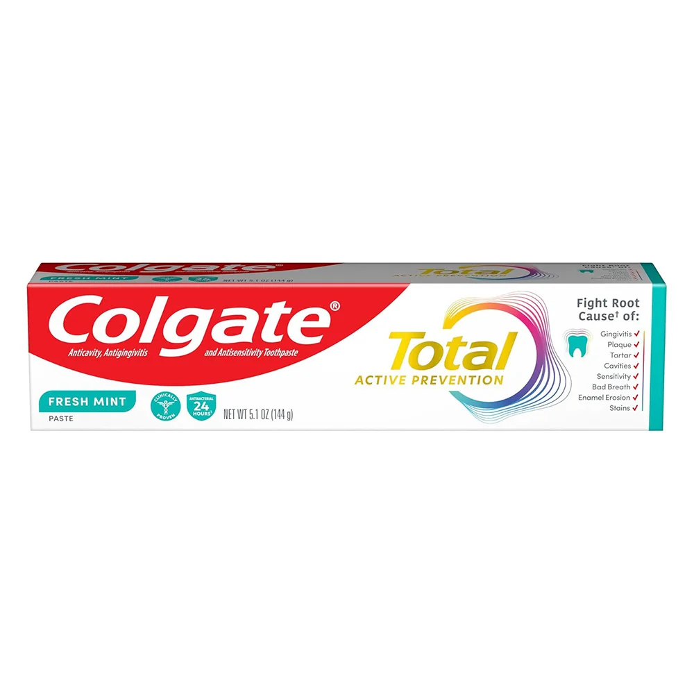 Certified Colgate Active Prevention Total Fresh Mint Stripe Gel Toothpaste 5.1Oz 144gm Selected