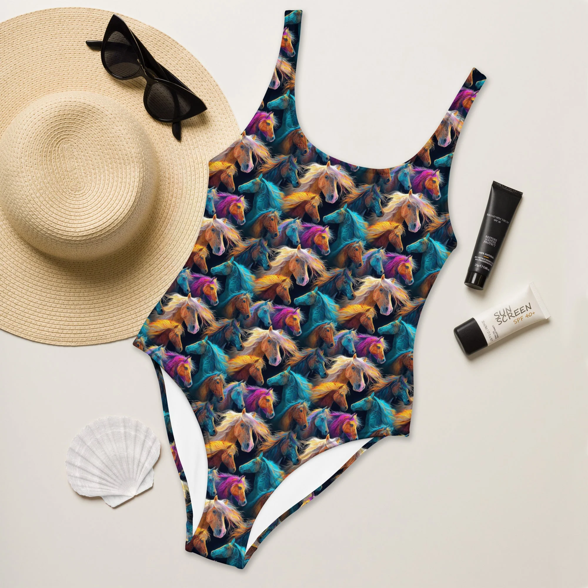 Trusted Baha Ranch Yeehaw Wild Horses One-Piece Swimsuit Stylish