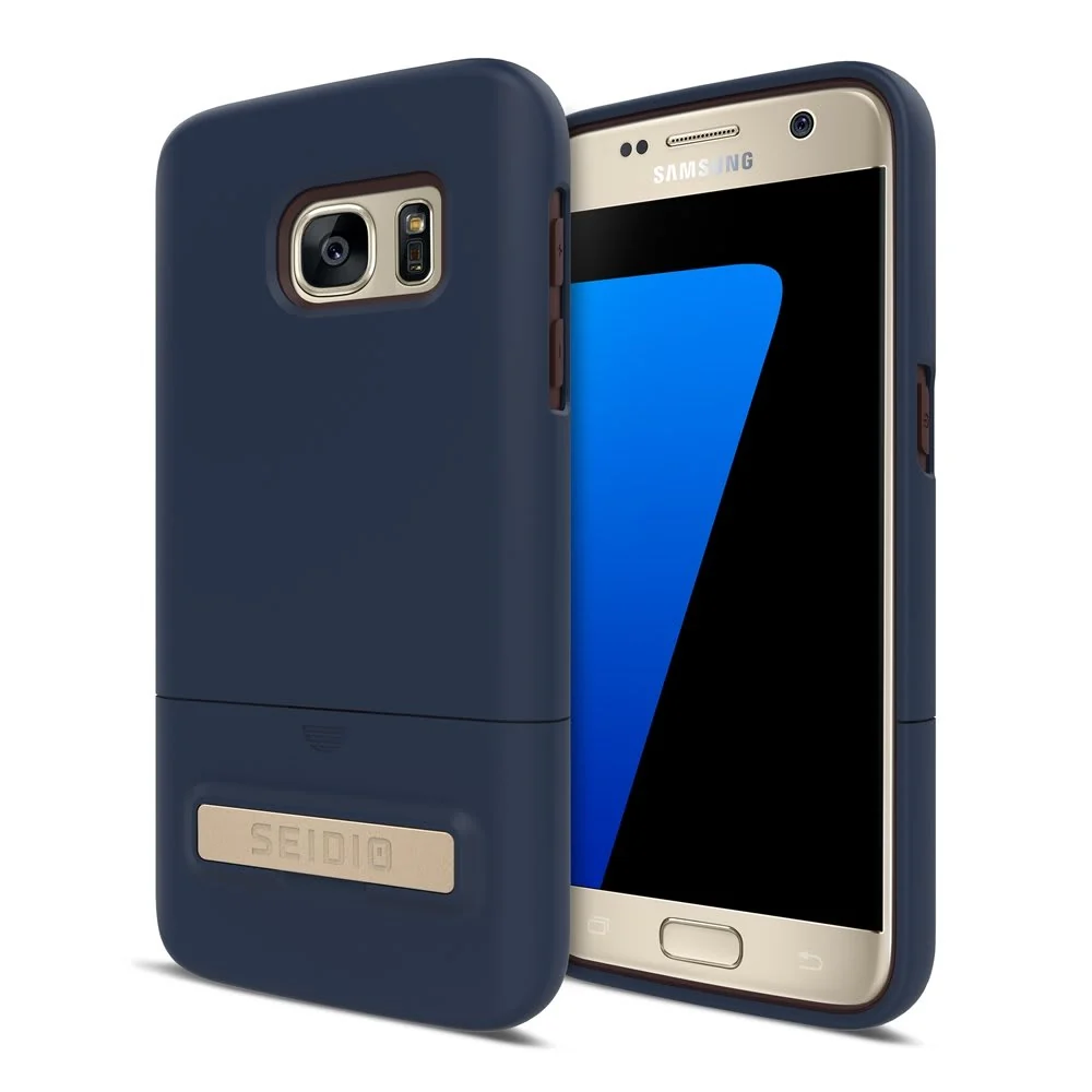 Unique Seidio Surface with Metal Kickstand Case for Samsung Galaxy S7 Slim Case - Non-Retail Packaging - Midnight Blue Chocolate Brown Comfortable
