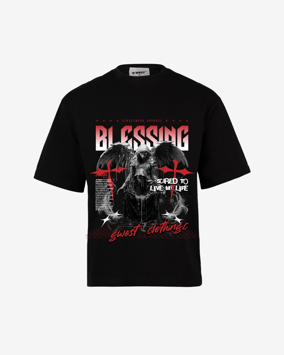 Versatile G West Rhinestone Blessing Oversized T-Shirt Mens Original Design