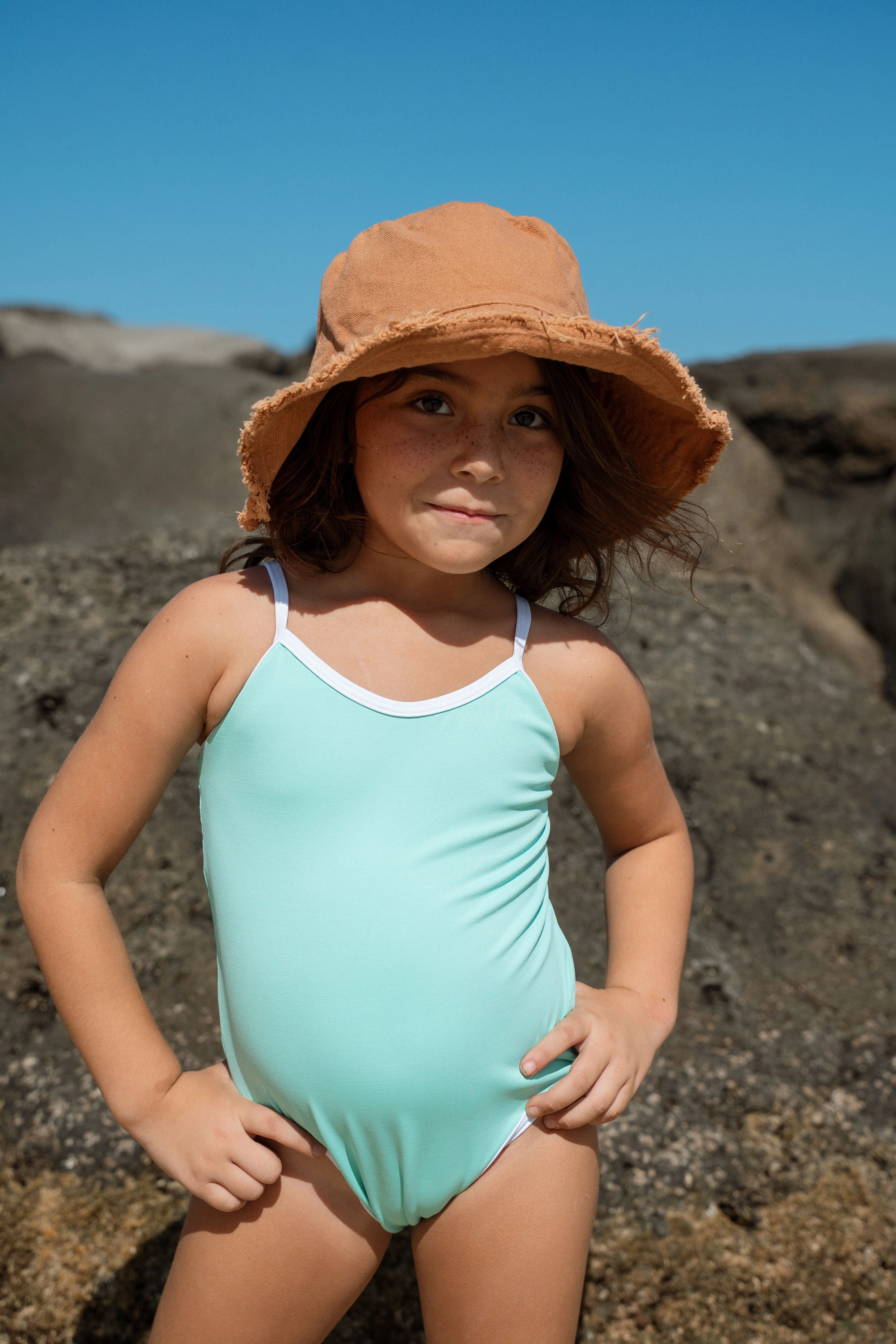 Carefully Designed Millie One Piece Kids Swimsuit - Seafoam Lightweight