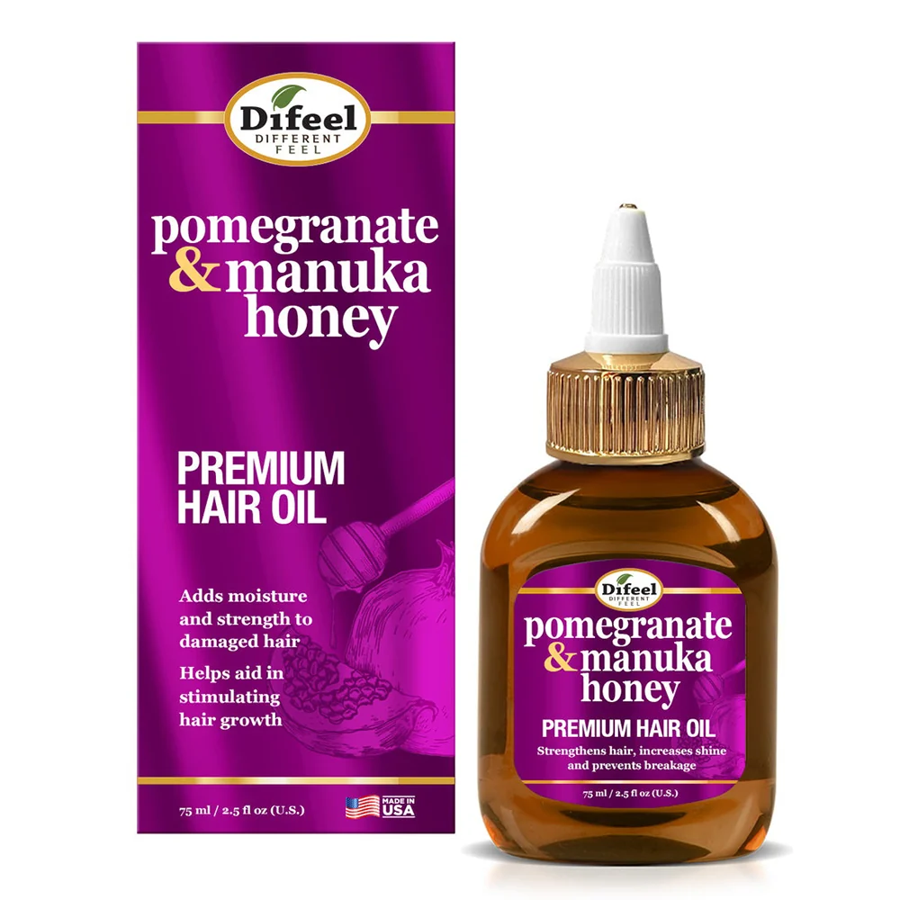 World-Class Difeel Pomegranate and Manuka Honey Premium Hair Oil Helps Aid Stimulating Hair Growth 2.5Oz 75ml Original Design