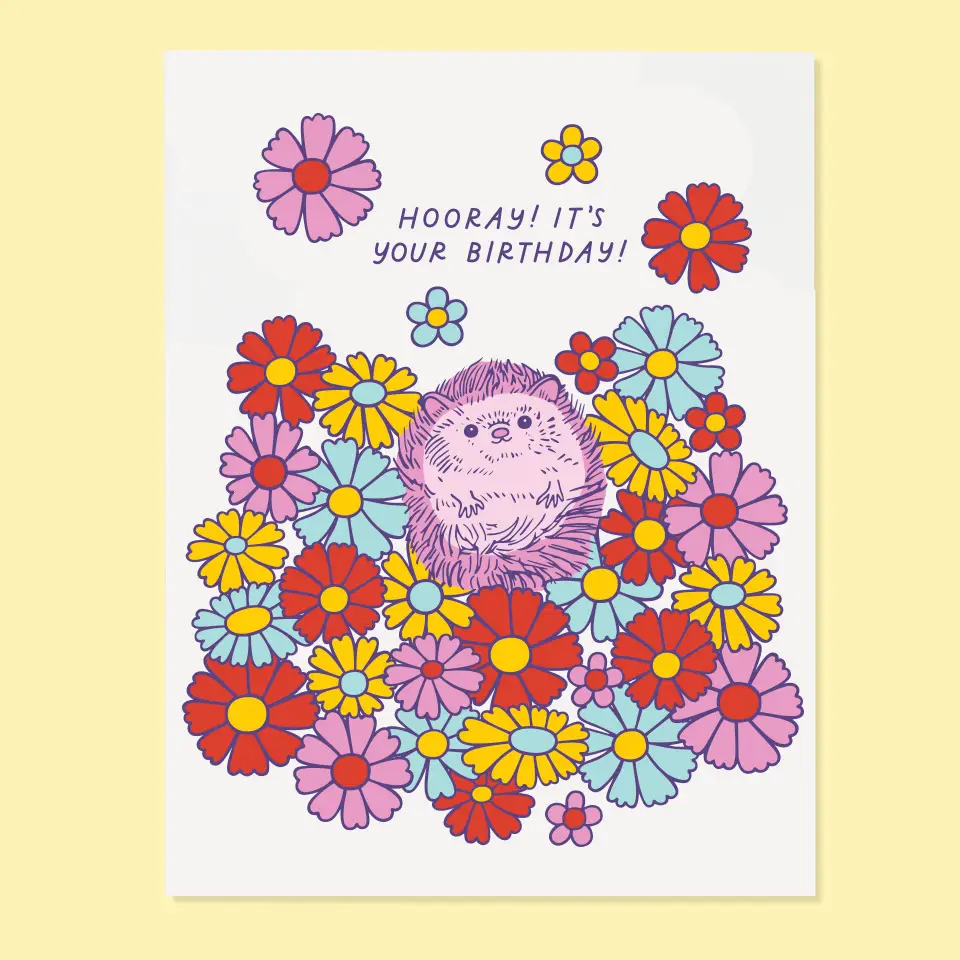 Minimalist Hooray Birthday Hedgehog Card Quality
