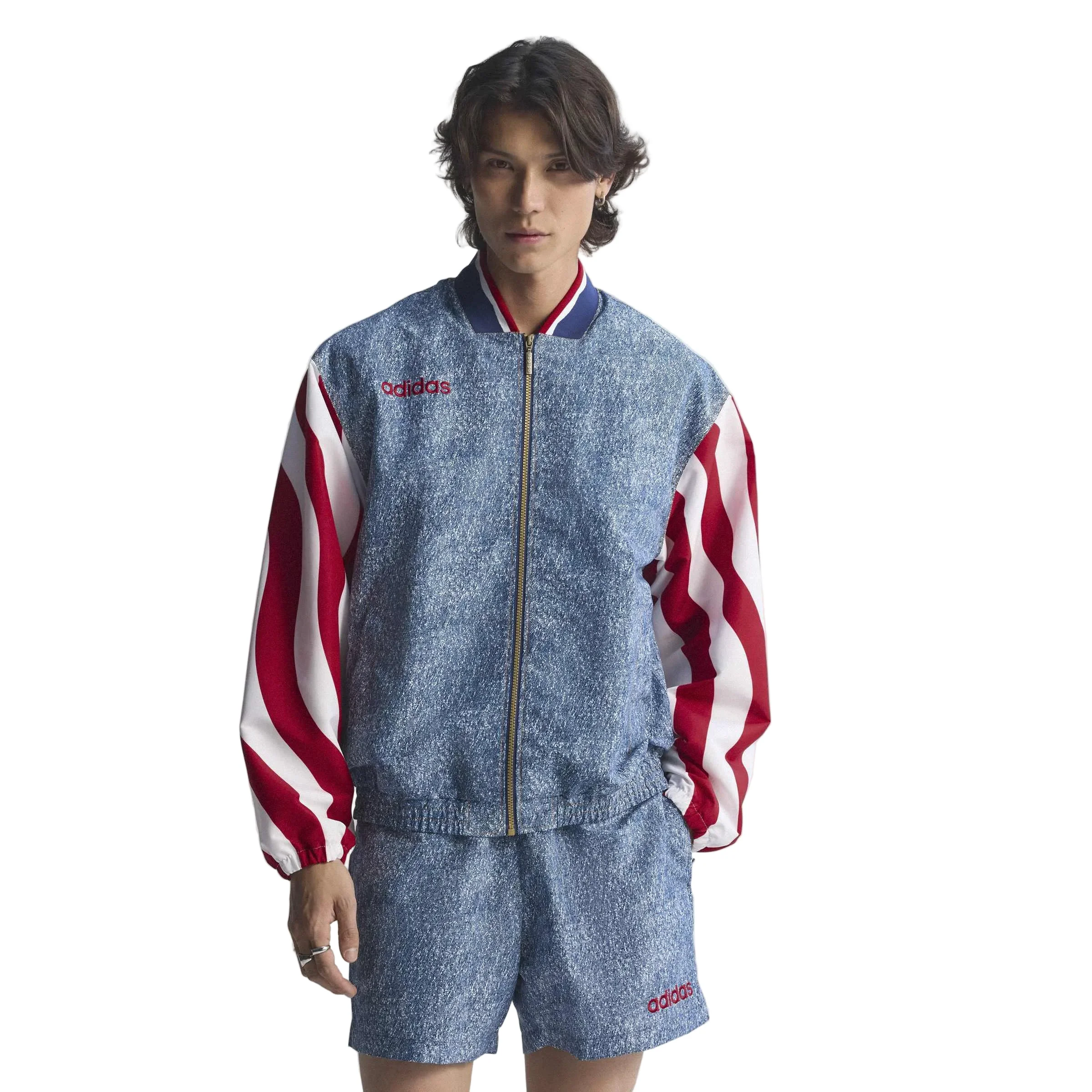 Flexible adidas Mens Denim Graphic Track Jacket - Blue Long-Lasting