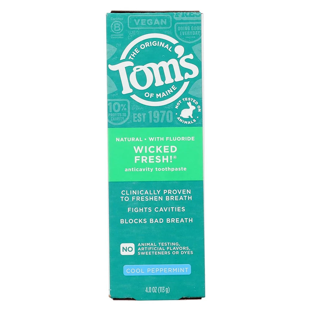 Convenient Toms of Maine Wicked Fresh Anticavity Toothpaste Cool Peppermint Flavor 4 Oz Secure