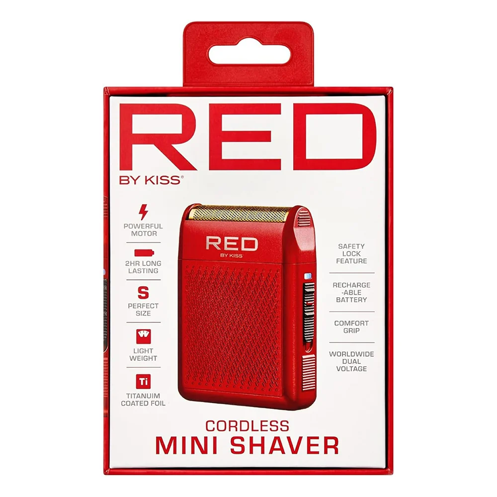 World-Class Kiss Red Mini Shaver Cordless Dark Gray for Quick Smooth and Convenient Shaving 1Ea