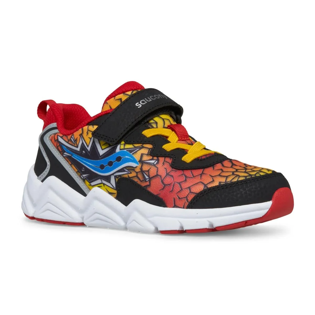 World-Class Saucony Preschool Flash A C 3.0 Wide Width Black Red Yellow Clean