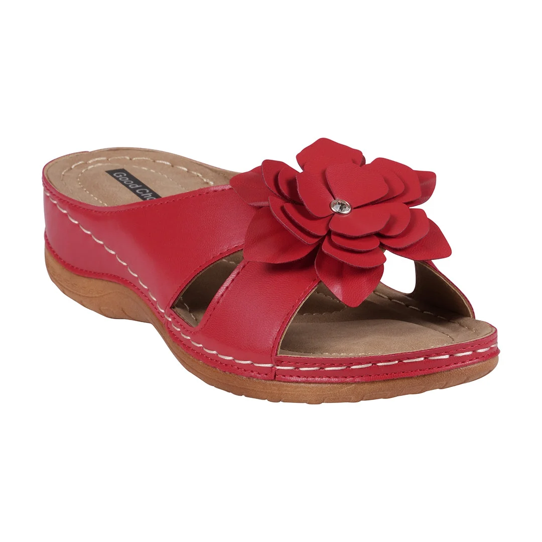 Dependable Women's Joy Coral Flower Flat Sandals Advanced