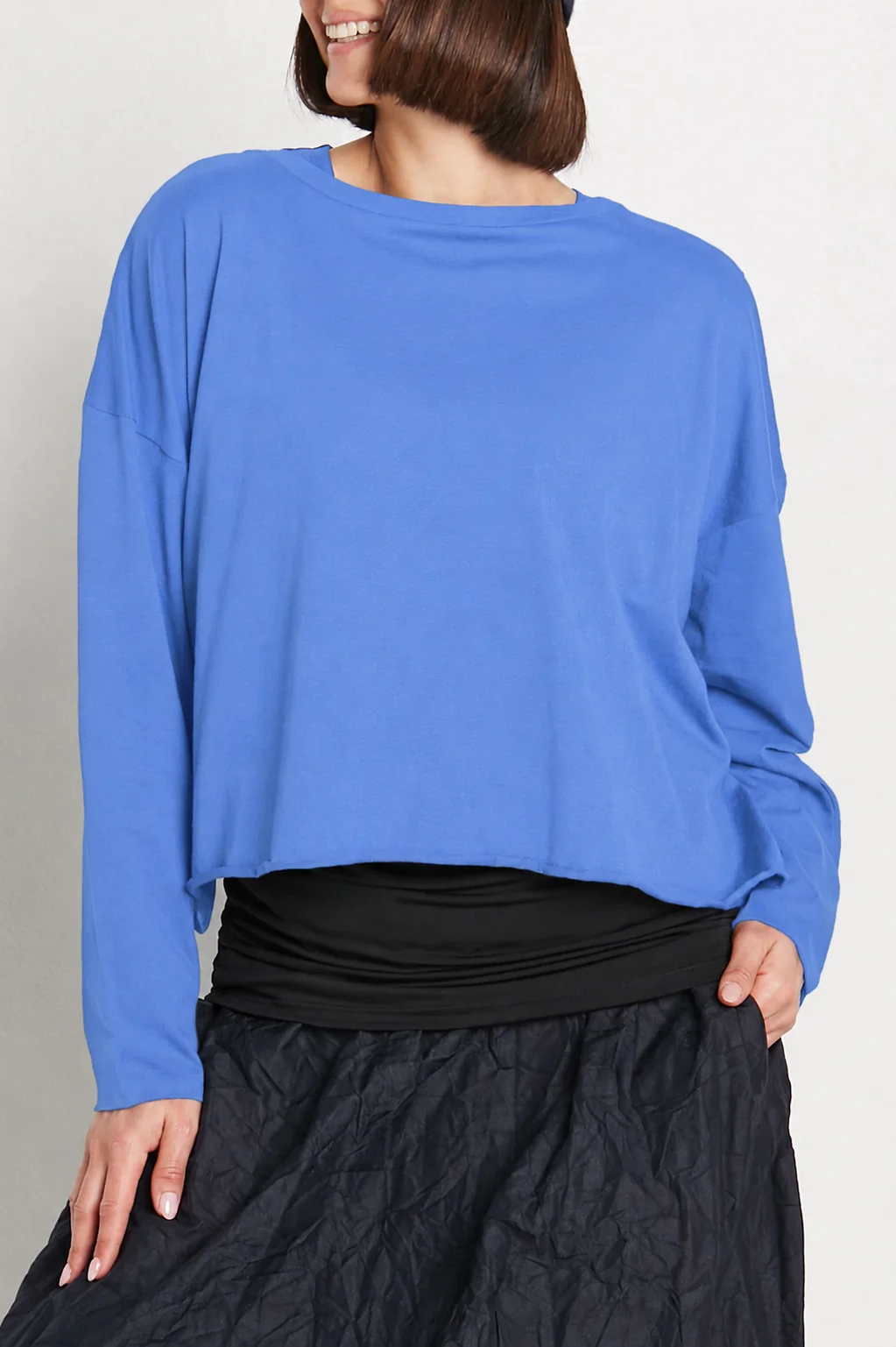 Sustainable Pima Cotton Mini Luxury Boxy T-Shirt - Cornflower Smart