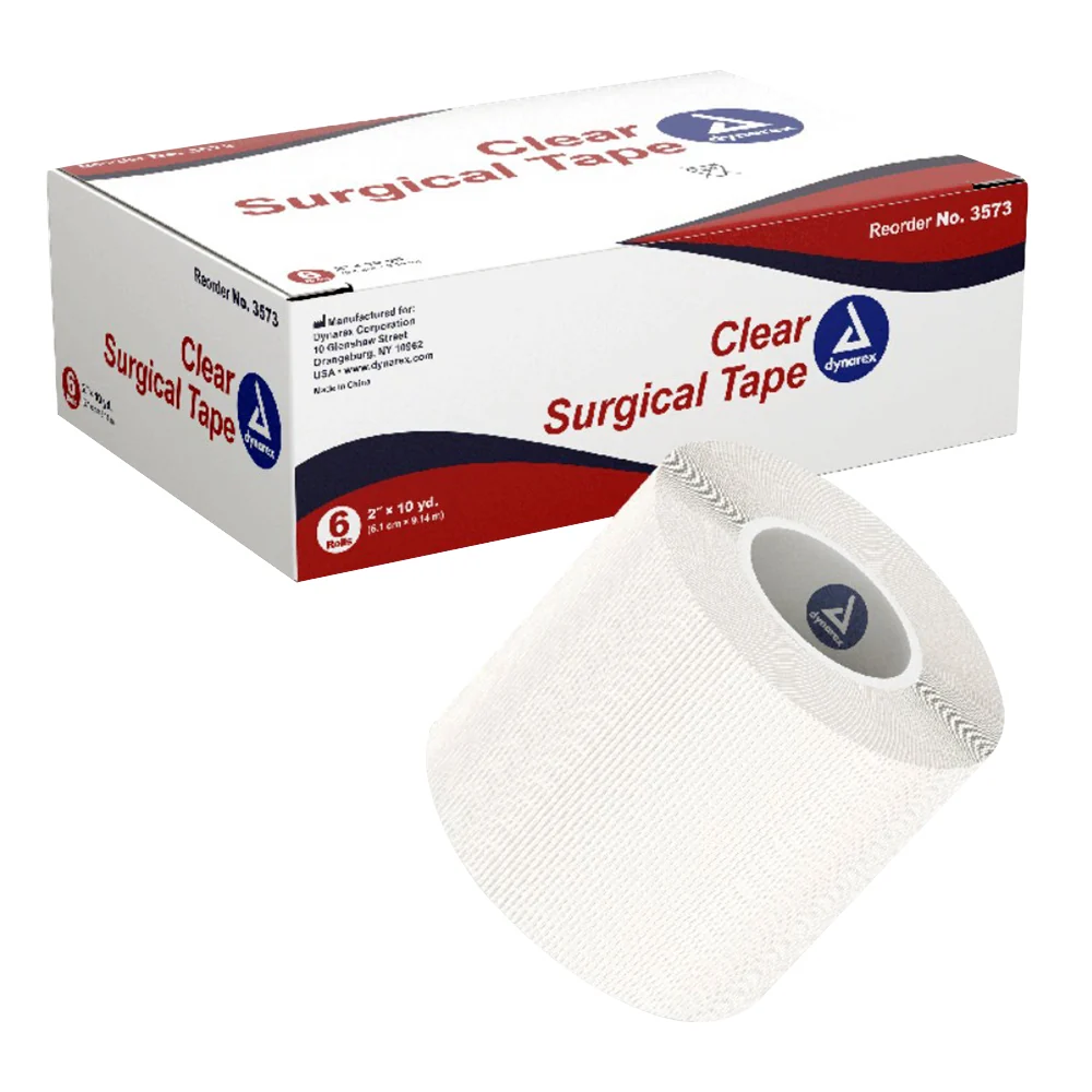 Authentic Dynarex Clear Surgical Tape Rolls 2 In X 10 Yds for Holding Dressings 6Ea Enhanced