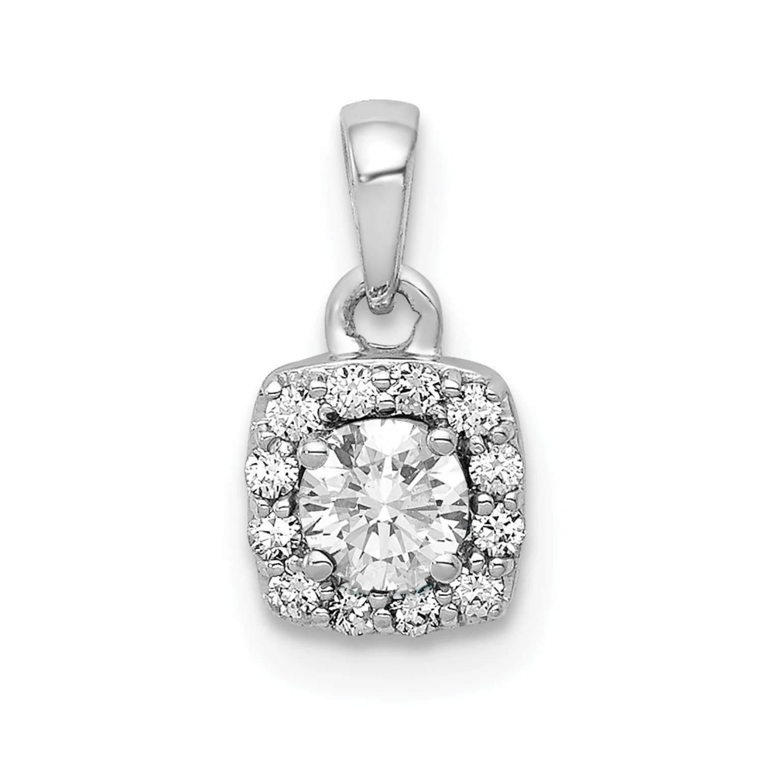 Carefully Designed 14k White Gold 1 3 carat Lab Grown Diamond Square Halo Pendant Environmentally Friendly