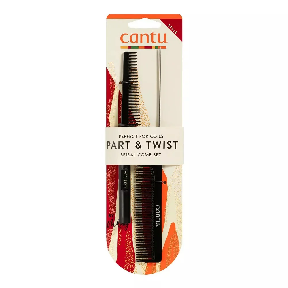 Recyclable Cantu Style Part And Twist Comb Set 2 Ea Premium