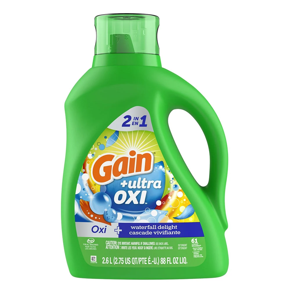 Unique Gain Ultra Oxi Liquid Laundry Detergent Waterfall Delight Scent for Fresh and Clean Clothes 88Oz 2.6l Artisan