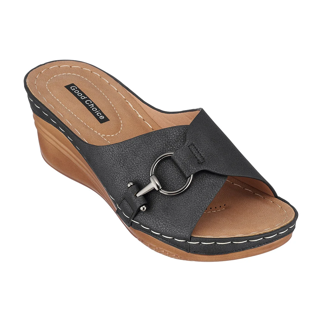Authentic Women's Bay Black Wedge Sandals Safe