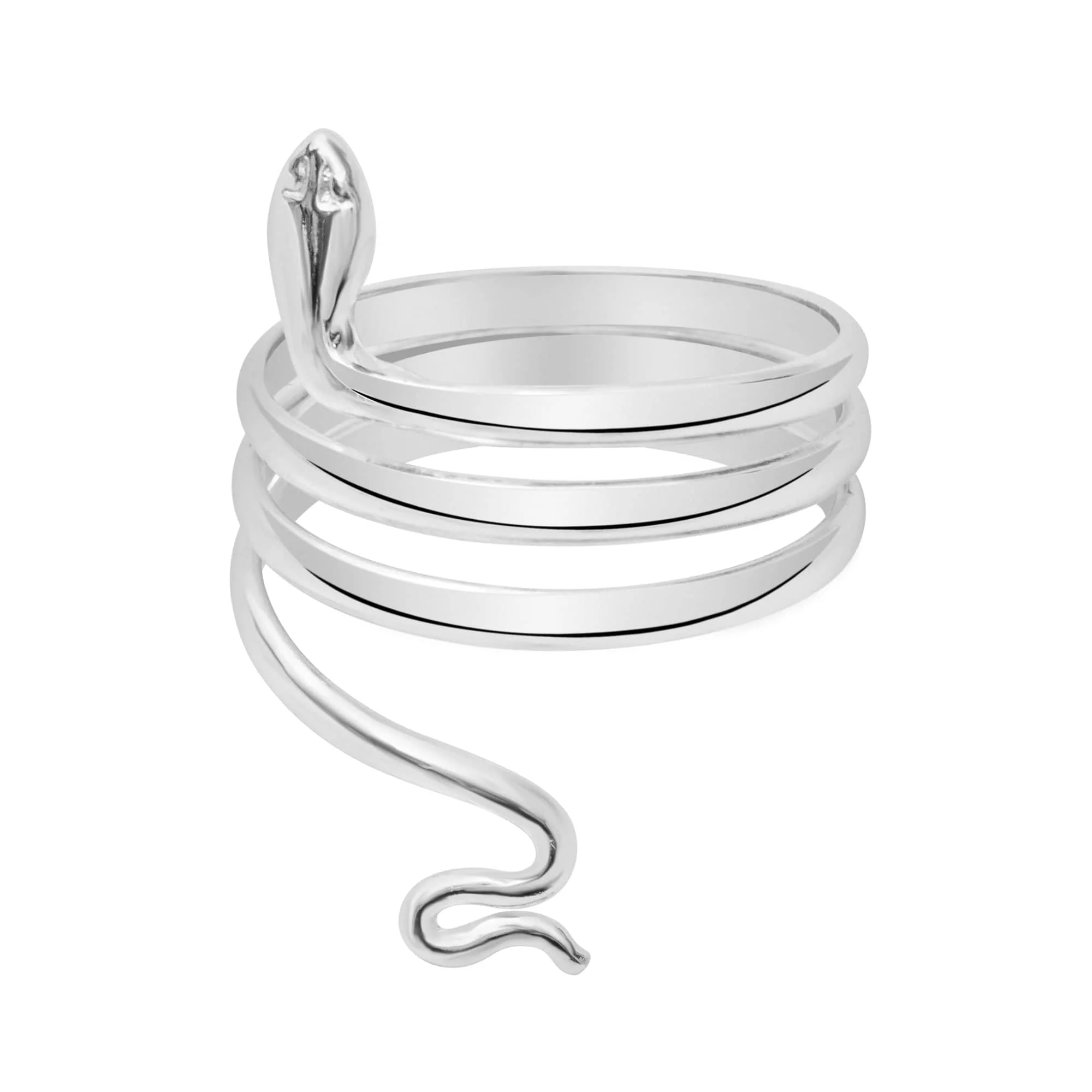 Classic Sterling Silver Curled Snake Bypass Ring Outstanding