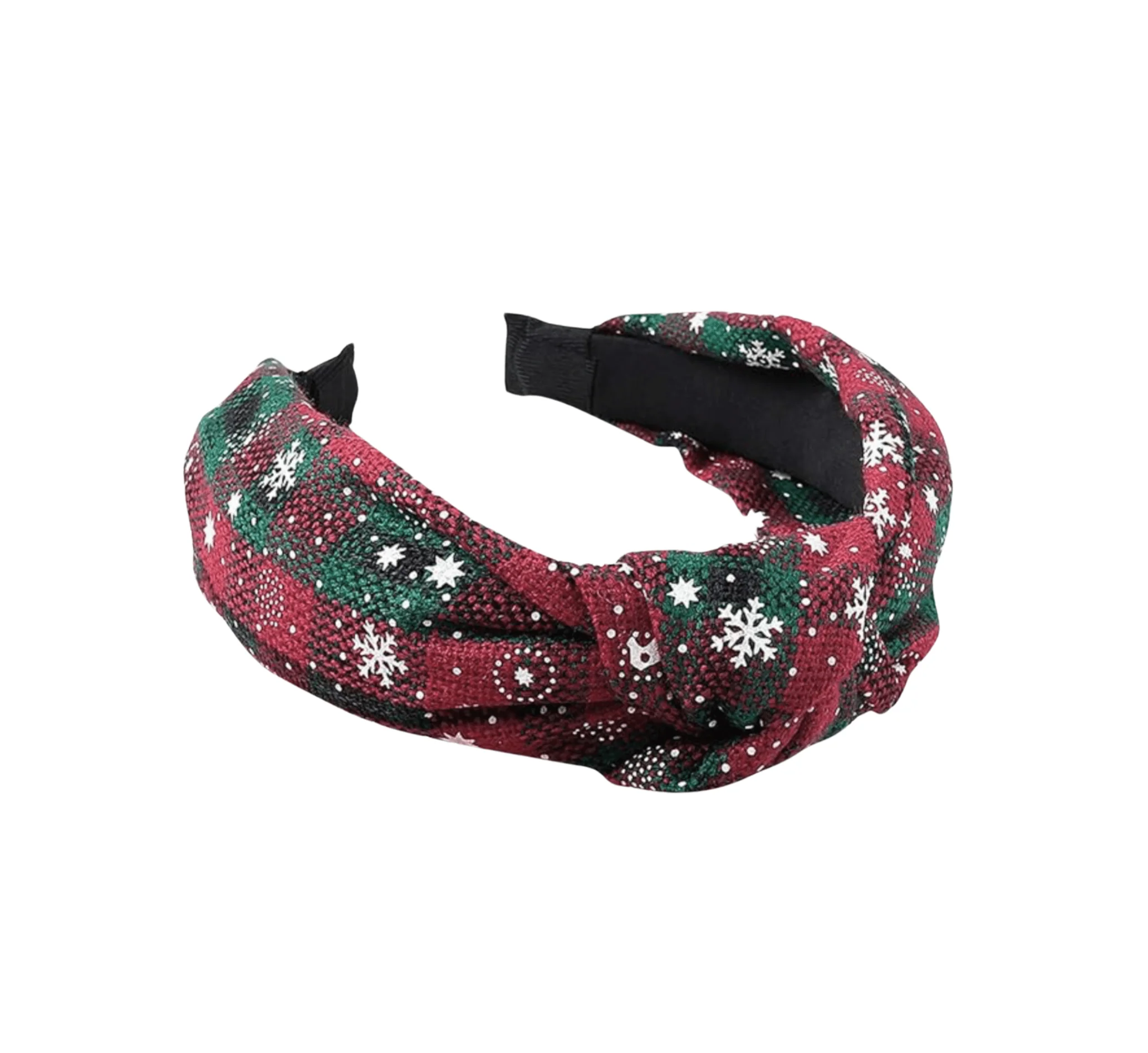 Proven Classic Red Green Plaid Christmas Snowflake Knotted Headband Safe