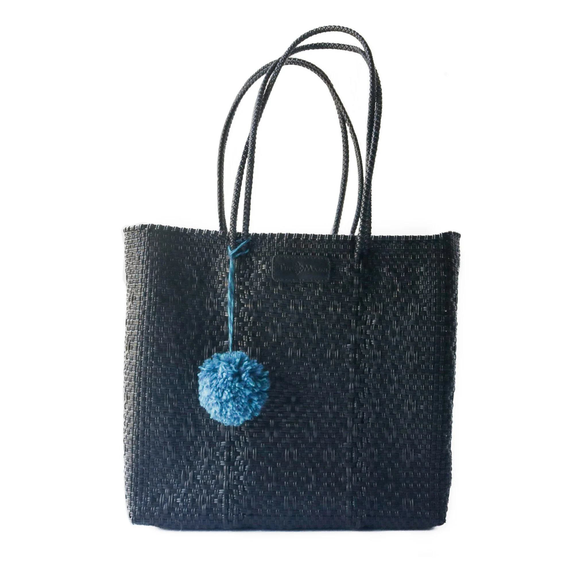 Quality All Black Woven Tote Solid