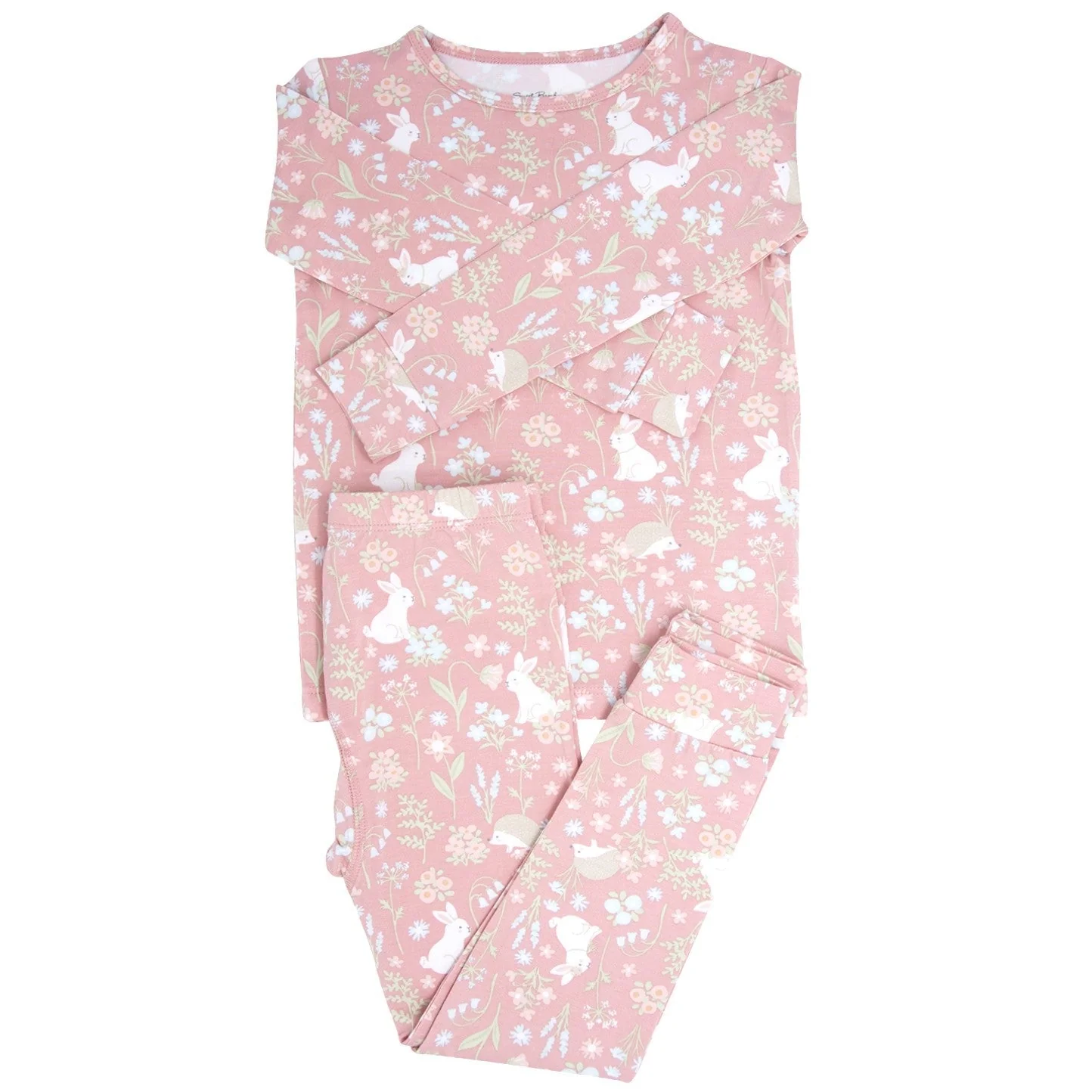 Classic Pink Bunny Floral Big Kid Pajama Set Proven
