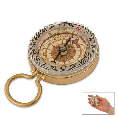Professional Classic Hand Antique Old Style Brass Ship Rose Pocket Keychain Compass Steampunk Refined
