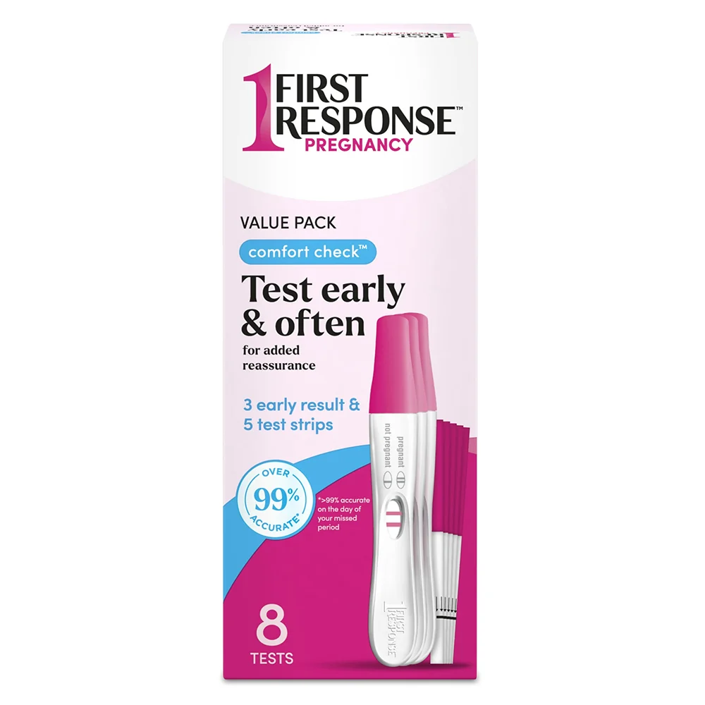Original Design First Response Comfort Check Pregnancy Test Fast and Accurate Results 8Ea Verified