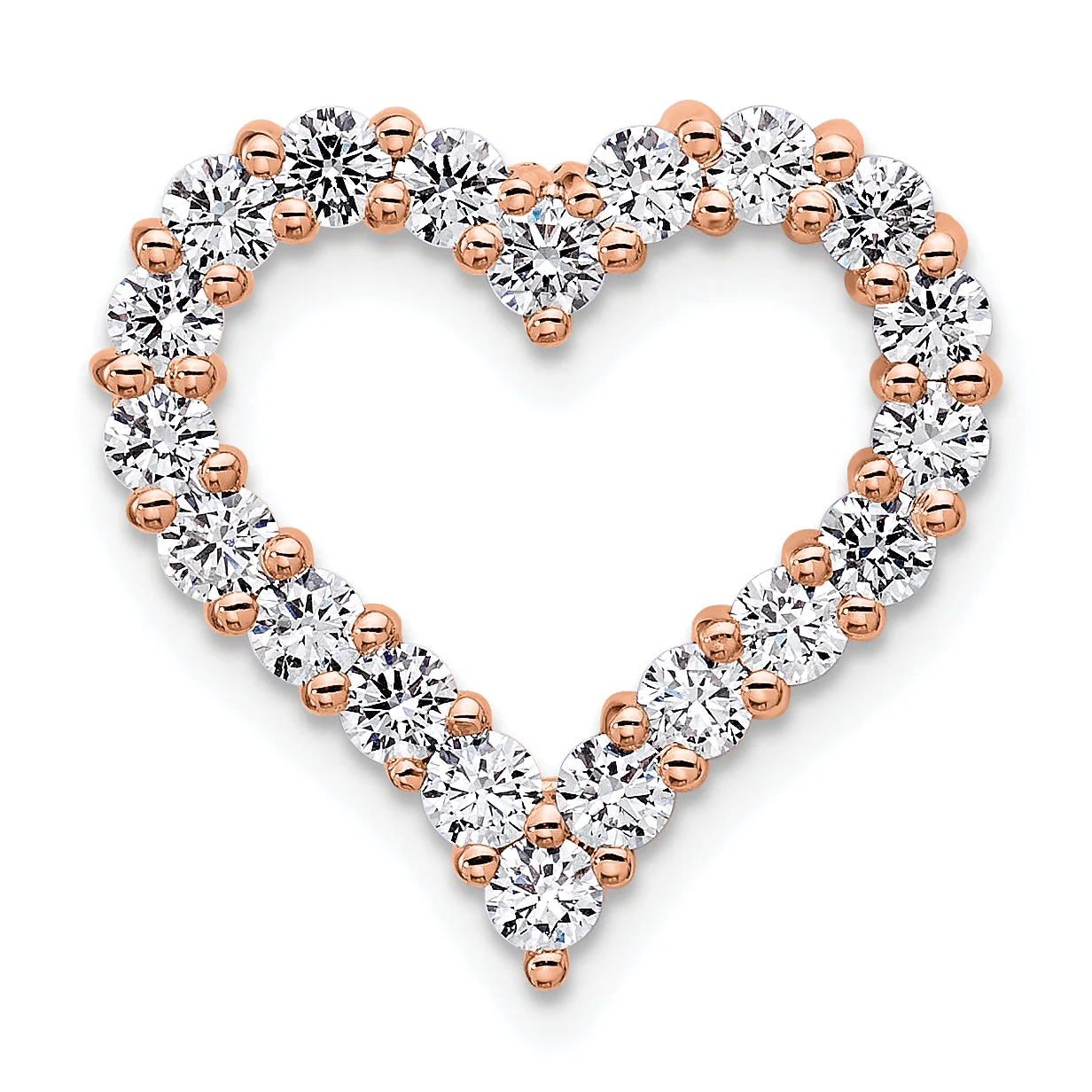 Smart 14k Gold Lab Grown Diamond Heart Chain Slide Pendant Flexible