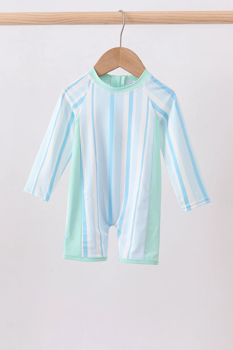 Exclusive Blue stripe one-piece swimsuit Stylish