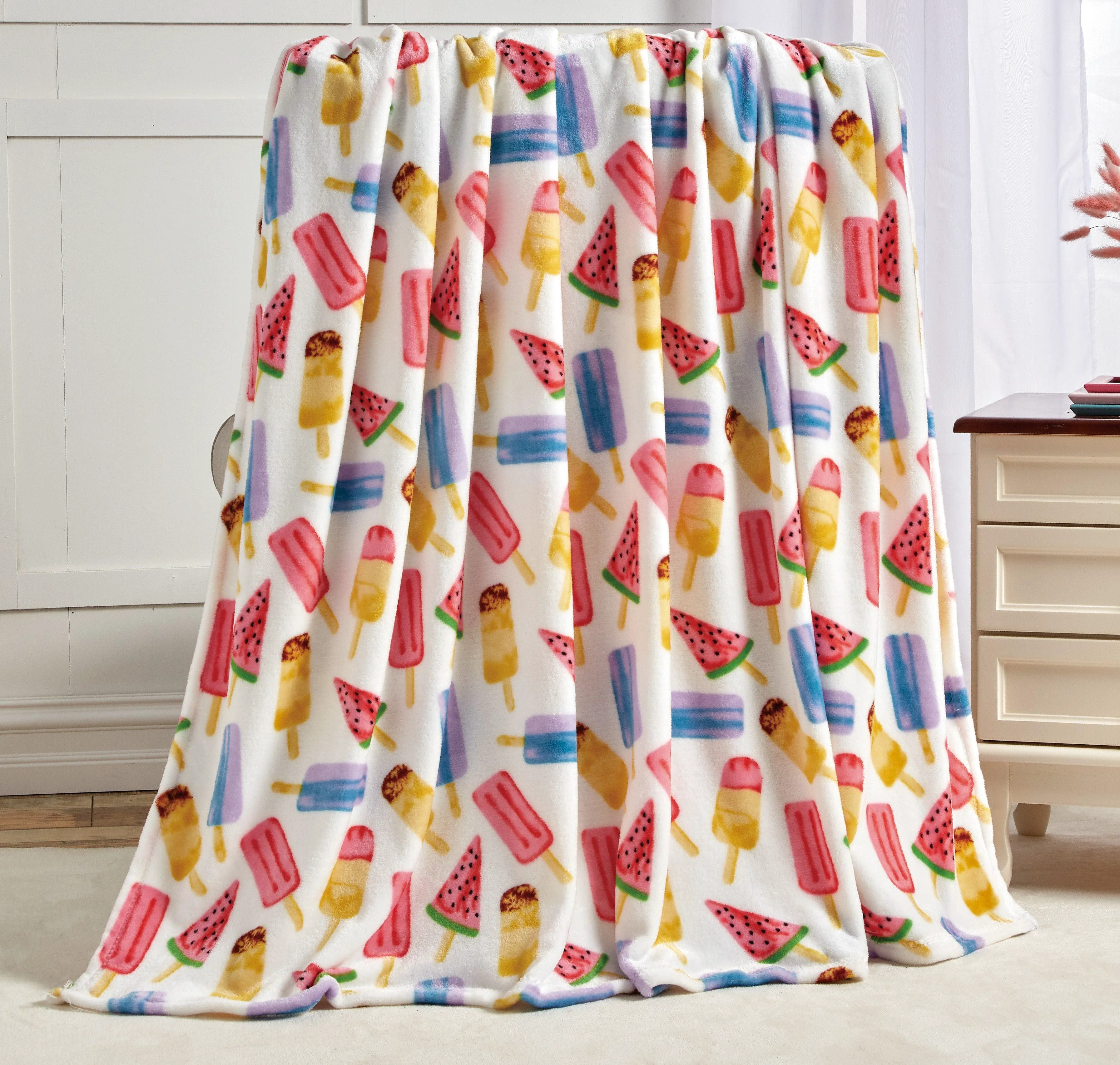 Fast Elegant Comfort Summer Theme Pattern Flannel Fleece Throw Blanket 50 x 60 inches Functional