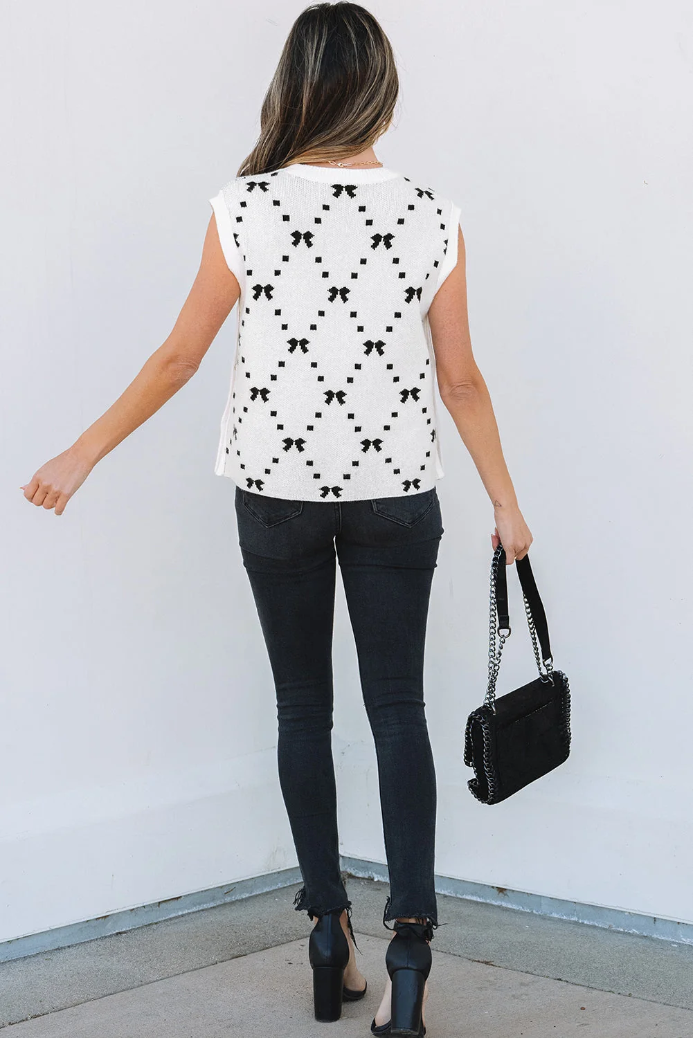Versatile Threaded Pear Reagan Pattern Side Cropped Sweater Stylish