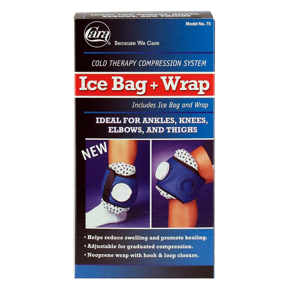 Organic Cara No 75 Compression Ice Bag with Wrap Strap for Cold Therapy to Reduce Pain and Swelling 1Ea Convenient
