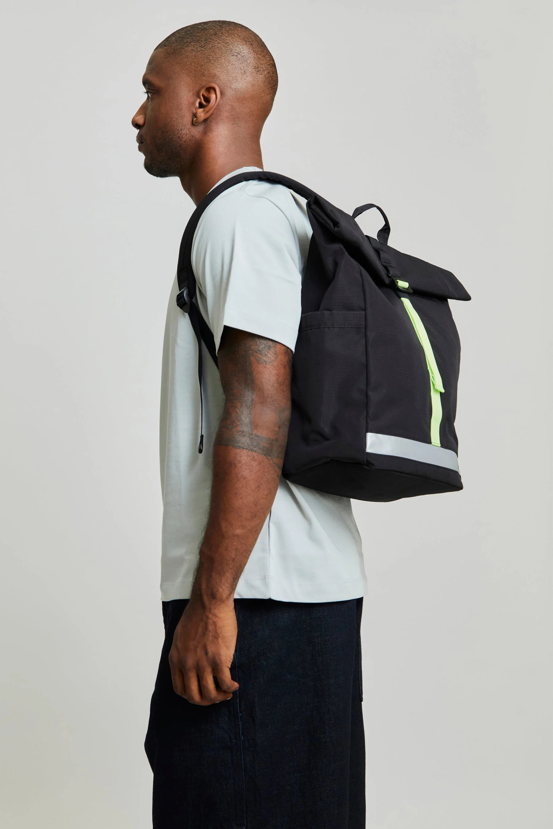 Contemporary Lars Roll Backpack Black Lime Vandra Authentic