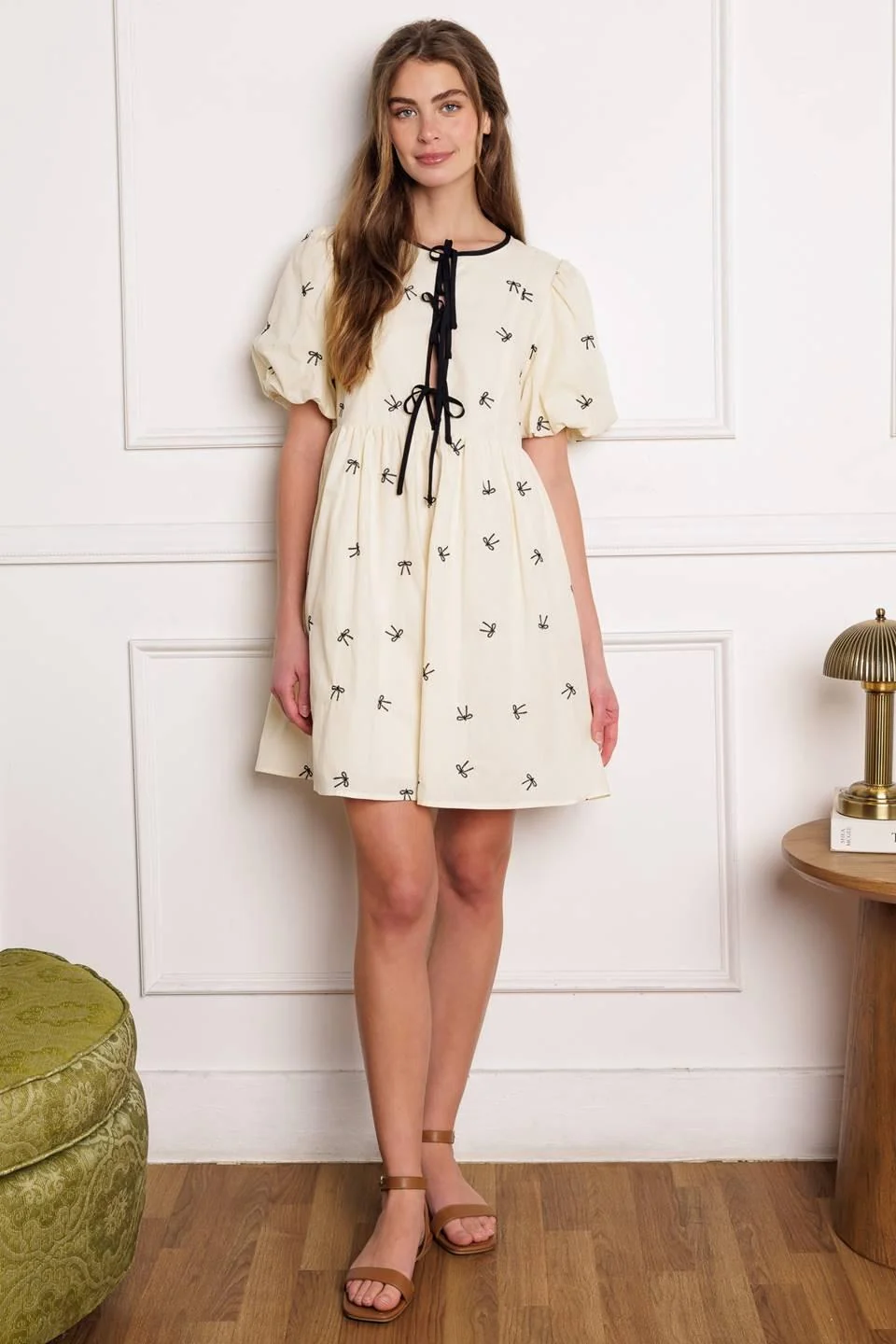 Certified A Day at the Vineyard Woven Mini Badydoll Dress Clean