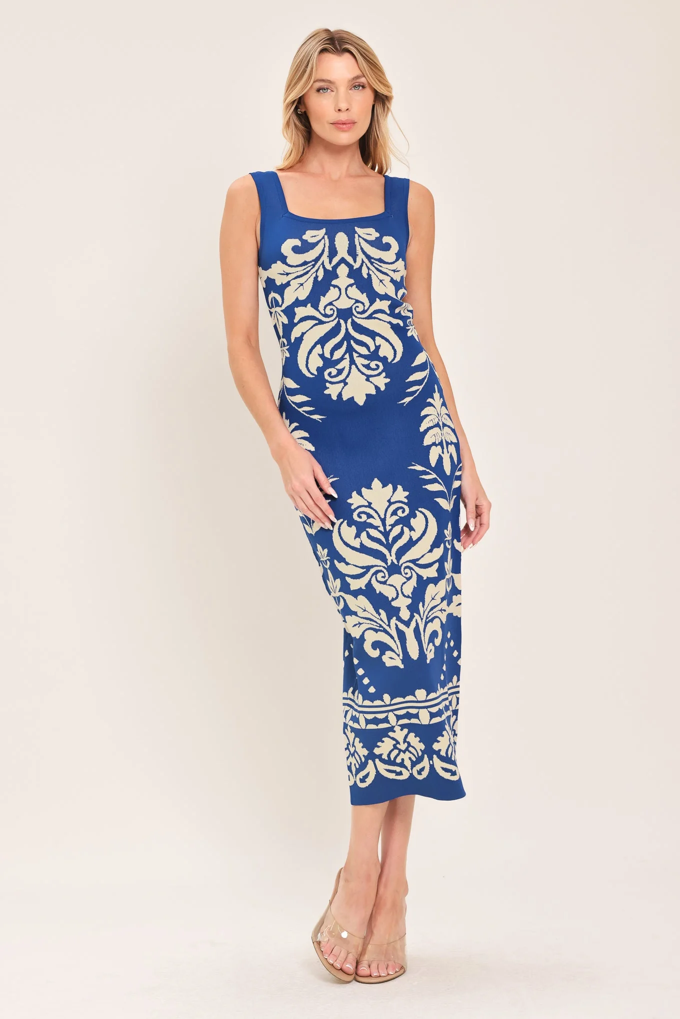 Artisan Greek Isle Glam Jacquard Midi Dress Crafted