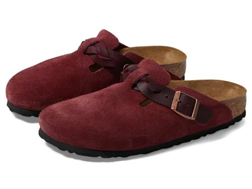 Secure Birkenstock Unisex Boston Braided Suede Leather Zinfandel Breathable