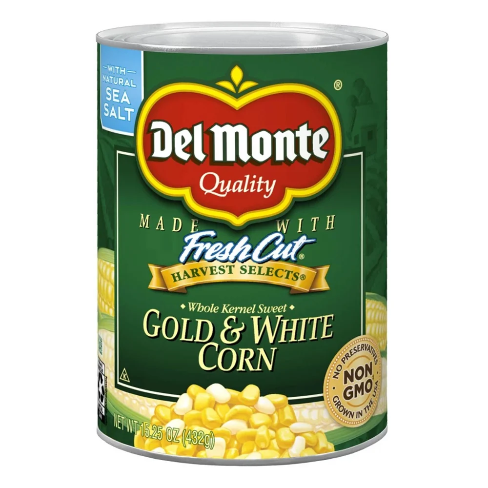 World-Class Del Monte Gold and White Whole Kernel Sweet Corn for Fresh Tasting with Natural Sea Salt 15.25Oz 432g Genuine