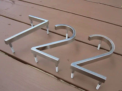 Outstanding Brushed Steel Mid Century Modern Style Address Numbers Original