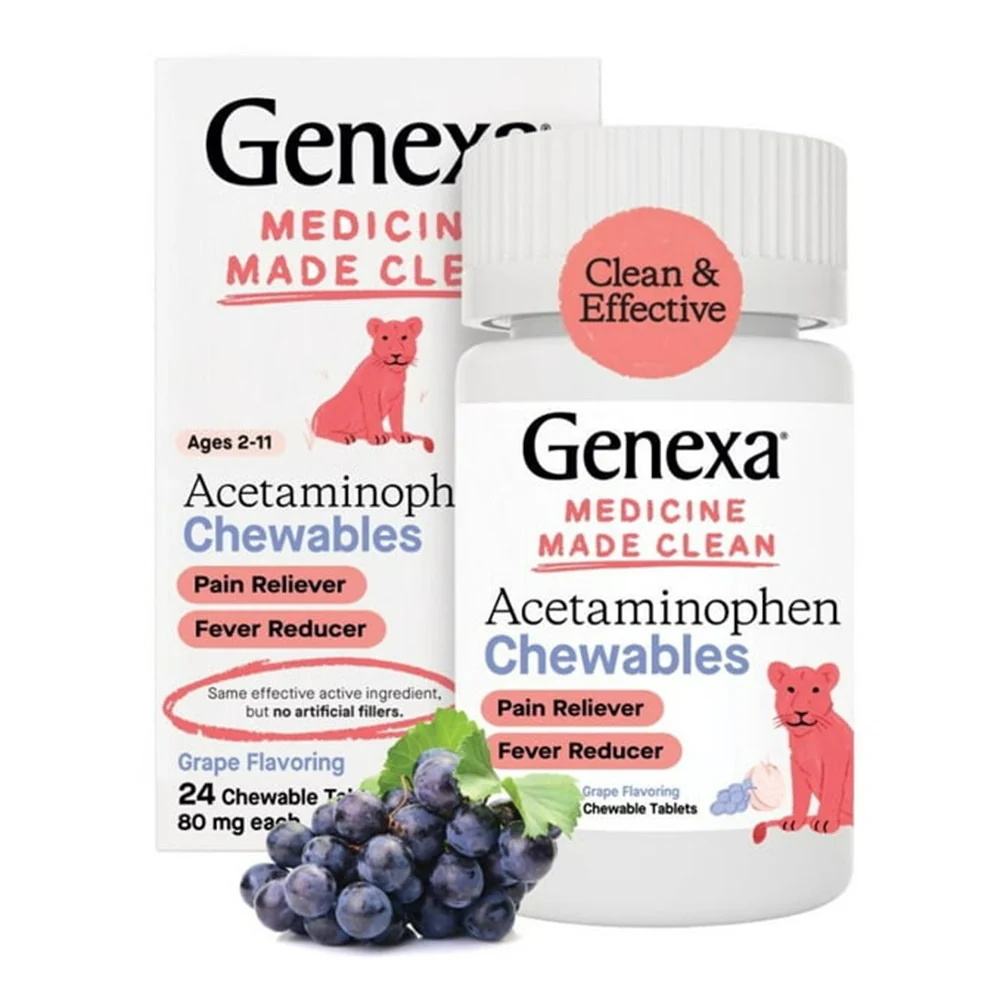 World-Class Genexa Kids Pain and Fever Reducer Chewable Tablets for Kids 2 to 11 Age 24 Ea Excellent